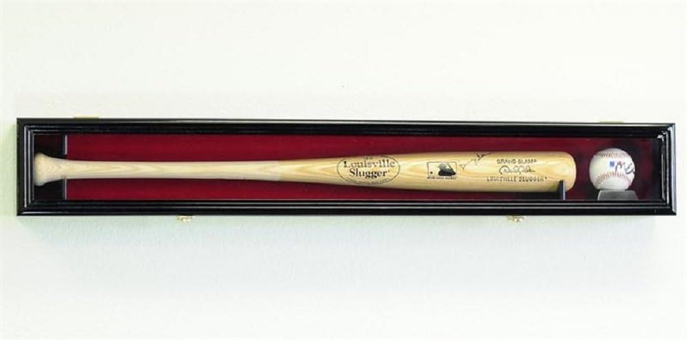 1 Baseball Bat Display Case Rack Cabinet Holder w/UV Protection Lockable Veritical & Horizontal mounting -Oak Pack of 2