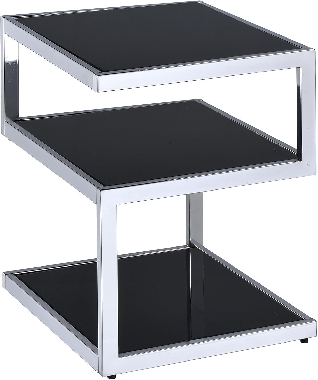 ACME Furniture 81848 Alyea End Table, One Size, Black Glass and Chrome