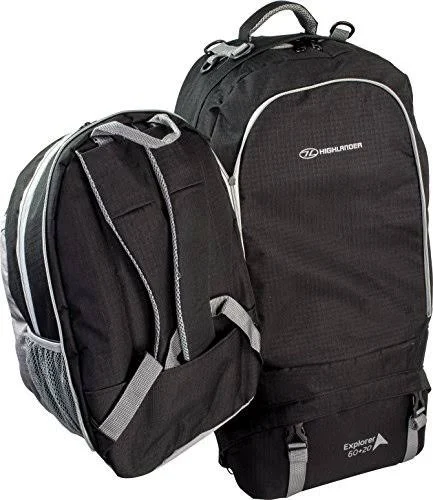 Highlander Outdoor Explorer 60+20L-Liter Ruckcase, Black