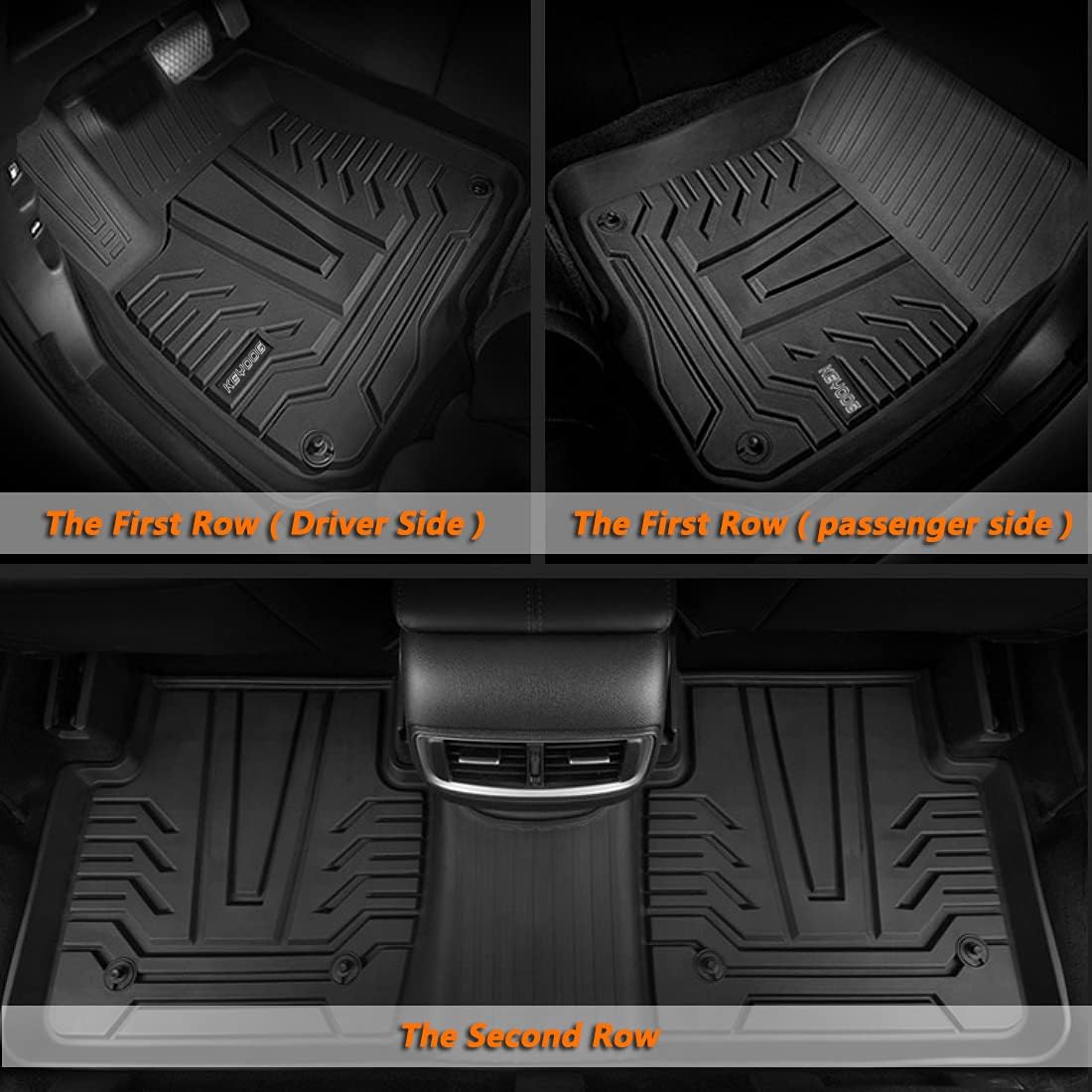 KEYOOG Compatible for 2017-2021 Honda CR-V, Car Floor Mats Black TPE Special All-Weather Automotive Mat Includes 1st and 2nd Row, Fits All Models Including Hybrid Versions, 3 Pieces in Total