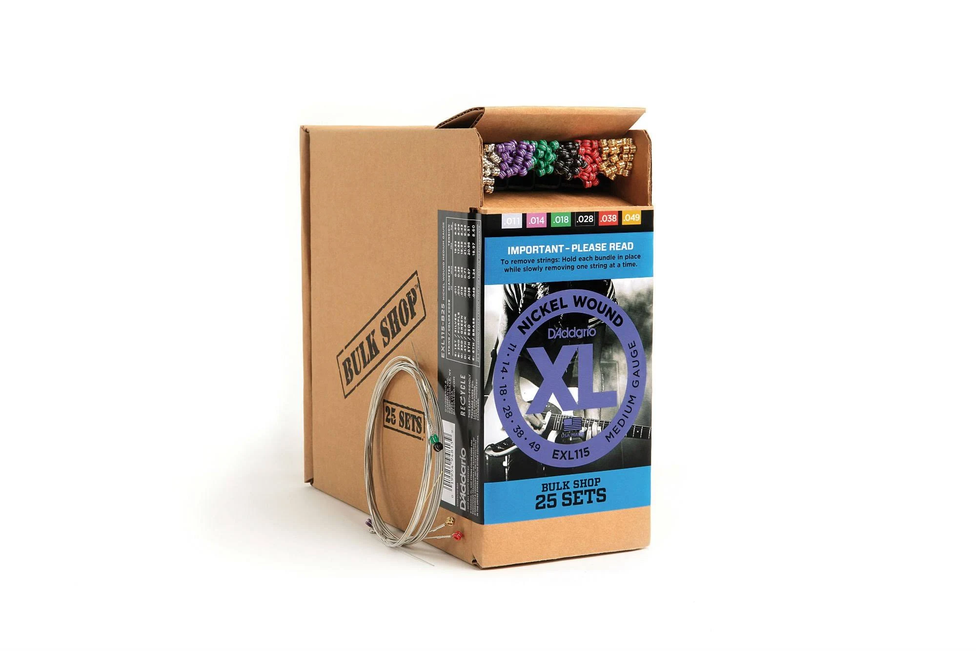 D&Addario EXL115 Nickel Wound Electric Guitar Strings, Blues/Jazz Rock, 11-49 25 (Bulk) Pack