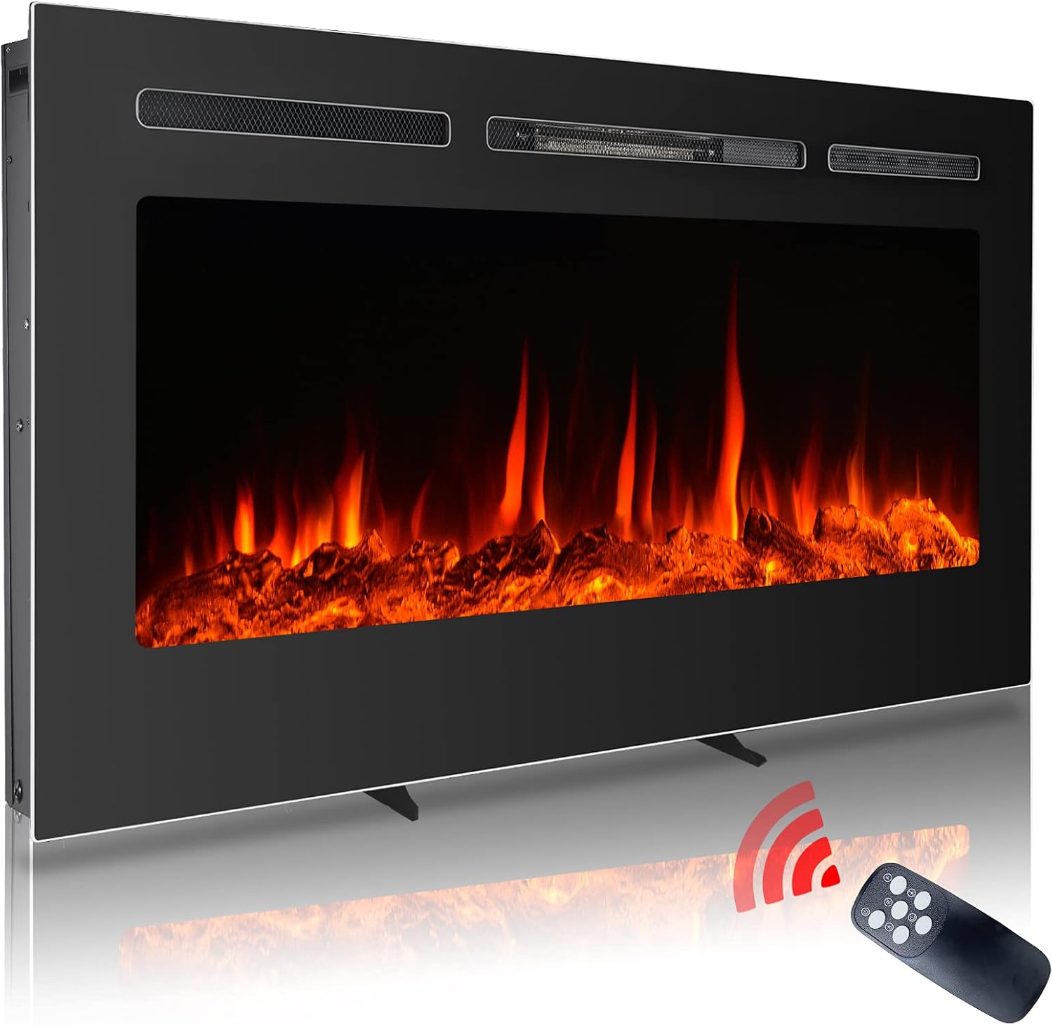 Homajor 40 inch Electric Fireplace Inserts, Electric Fireplace Wall Mounted, Led Fireplace, Recessed Fireplace, 9 Flame Colors, Remote Control w/Timer