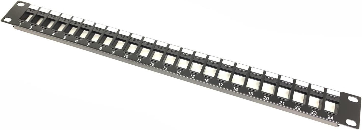 Metal Master - 5 Pack Rackmount or Wall Mount 24 Port UTP Keystone Patch Panel (Unshielded Blank Patch Panel for Keystone Jacks UTP Keystone Panel), Black Pack of 2