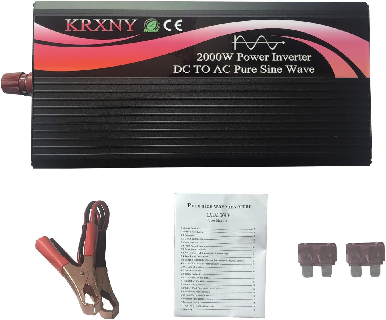 KRXNY 2000W Power Inverter 48V DC to 110V AC 60HZ Pure Sine Wave Converter with LED Display for Off Grid Solar System
