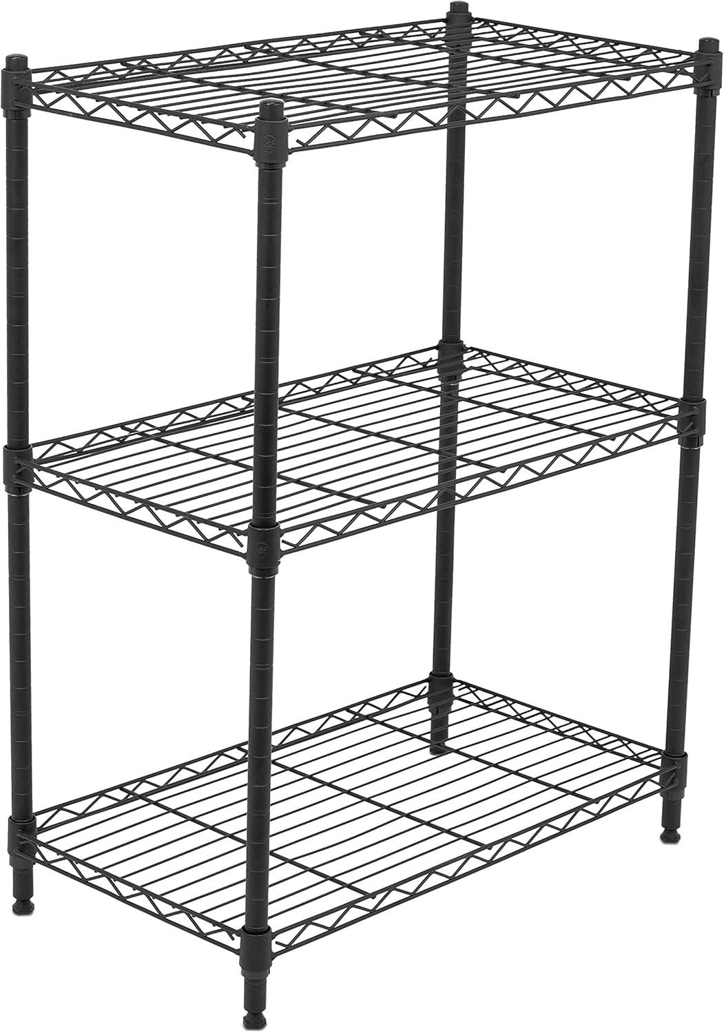 Internet's Best 3-Tier Wire Shelving - Flat Black - Heavy Duty Shelf - Wide Adjustable Rack Unit - Kitchen Storage