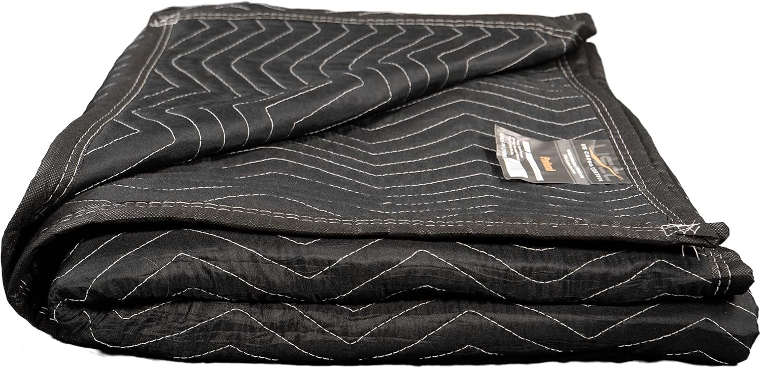 US Cargo Control Preferred Mover Moving Blanket - 80 Inches Long By 72 Inches Wide - Strong and Durable Black Polyester Material - Protect Your Valuables During A Move Or While In Storage (4)