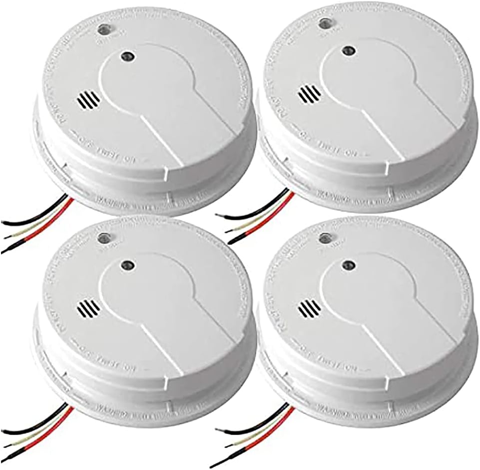 Kidde AC Hardwired Interconnect Smoke Alarm with Hush I12040 (4-Units) Pack of 2