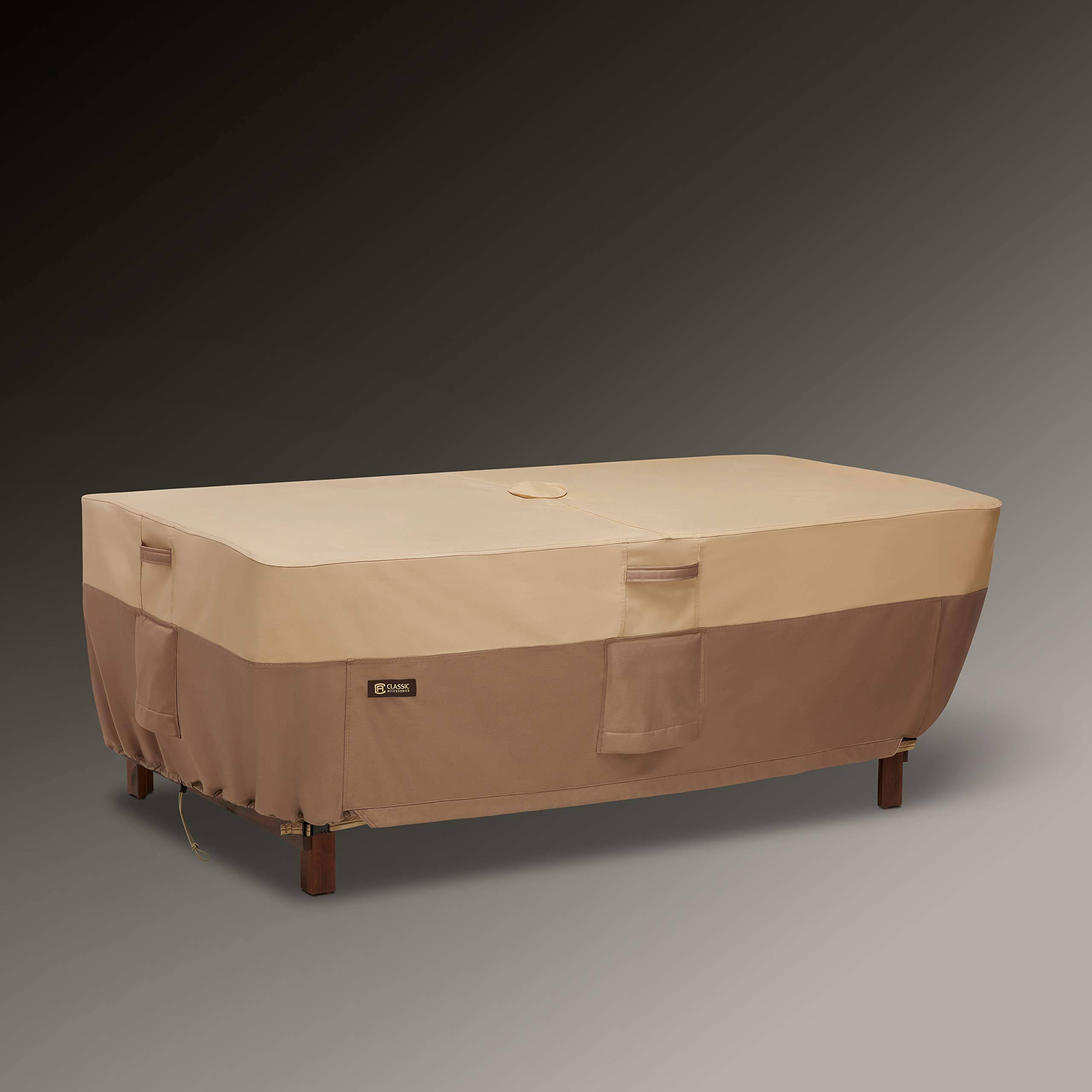 Classic Accessories Veranda&s Best Waterproof Rectangle/Oval Patio Table Cover with Umbrella Hole, 72 x 44 x 24 inch