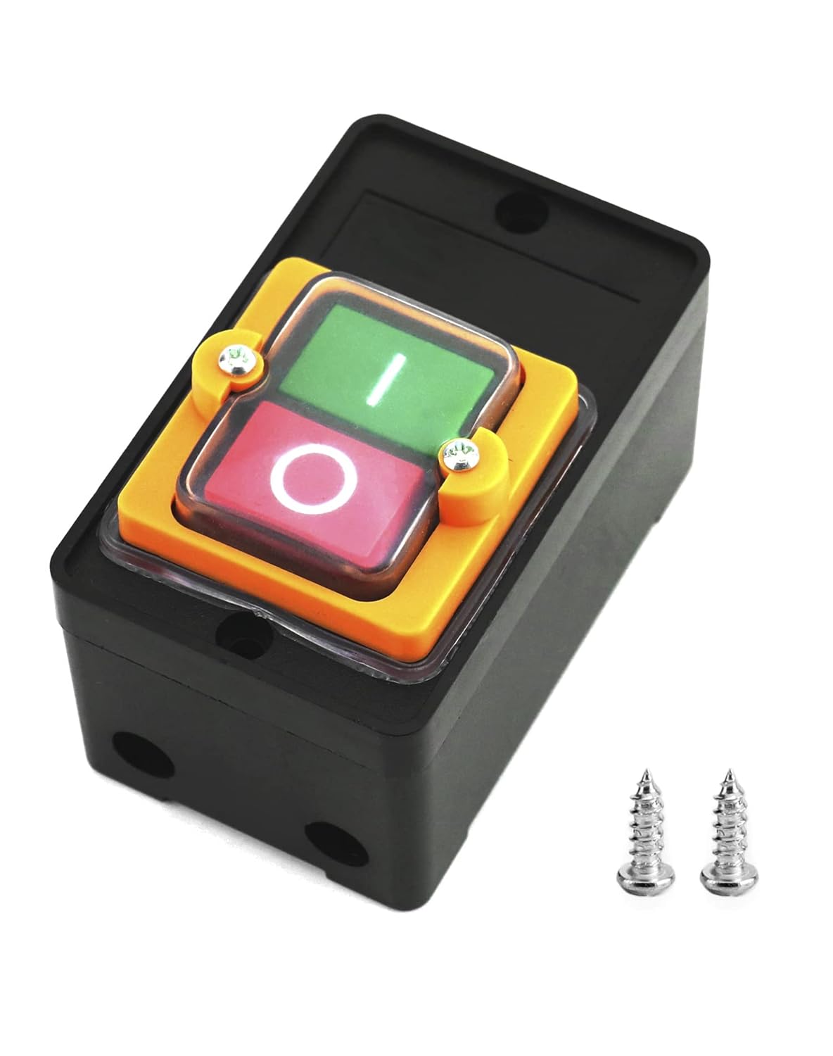 QWORK Push Button Switch, AC220V/380V 10A Waterproof On/Off Start/Stop Switch Motor Start Stop Push Button KAO-10KH