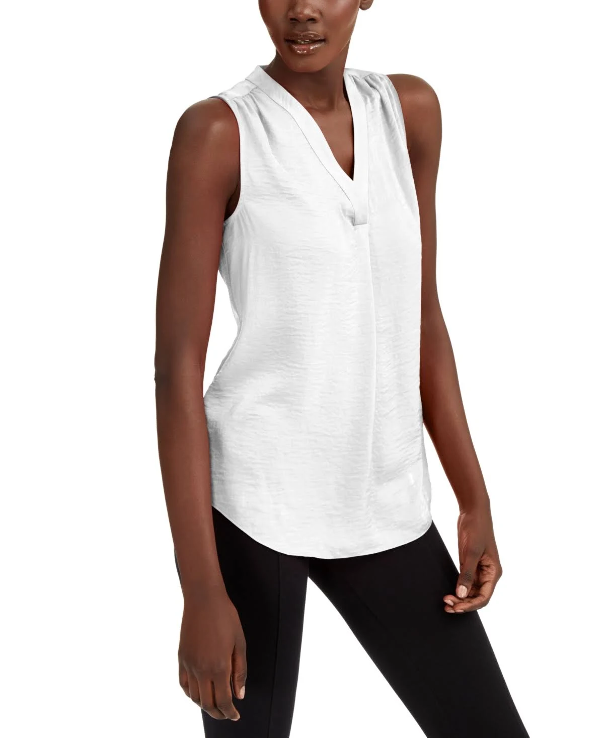 Alfani Satin V-Neck Tank Top, Created for Macy&s - Bright White
