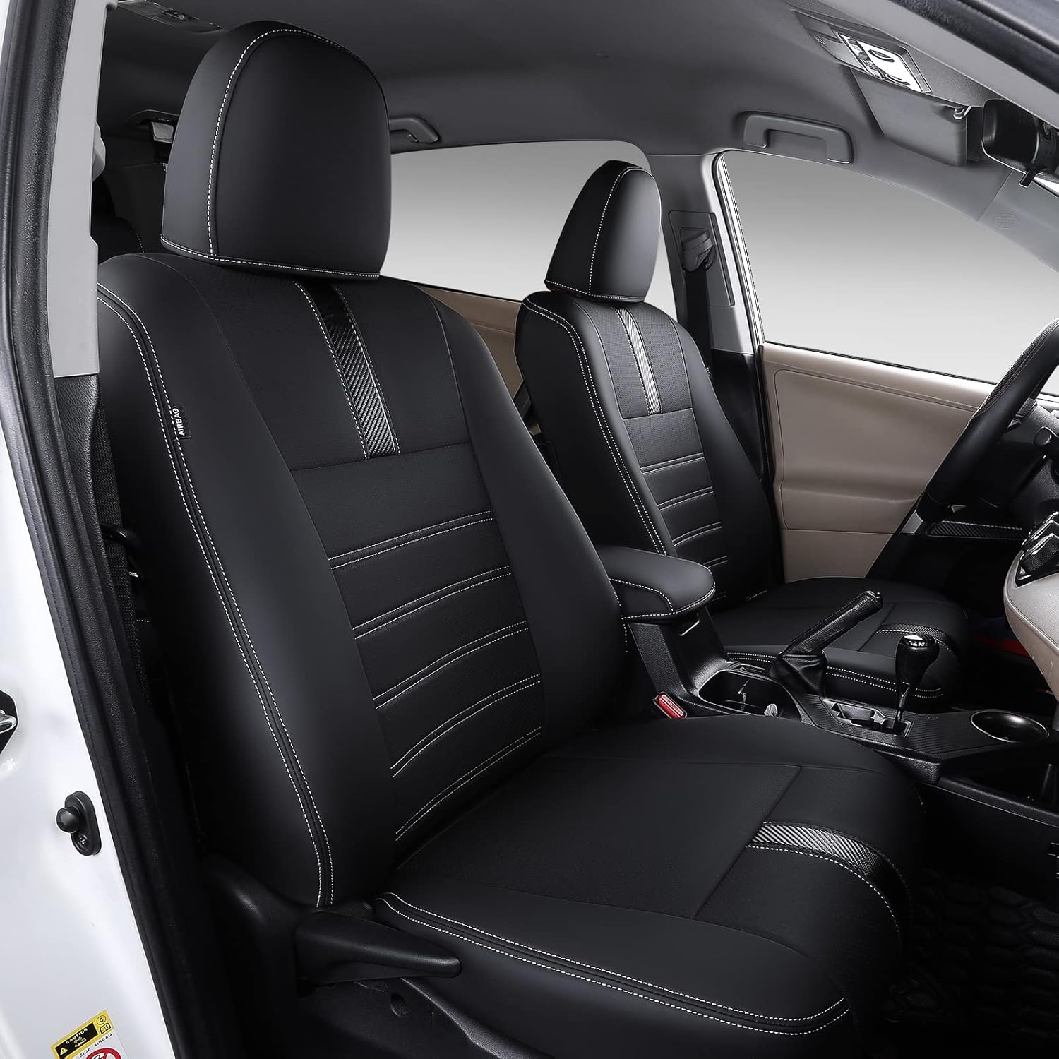 PTYYDS Fit Toyota RAV4 Seat Covers PU Leather Car Seat Covers for 2013-2018 Rav4 Accessories (2013-2018 RAV4(Limited,XLE,SE,Platinum,Adventure), Black)