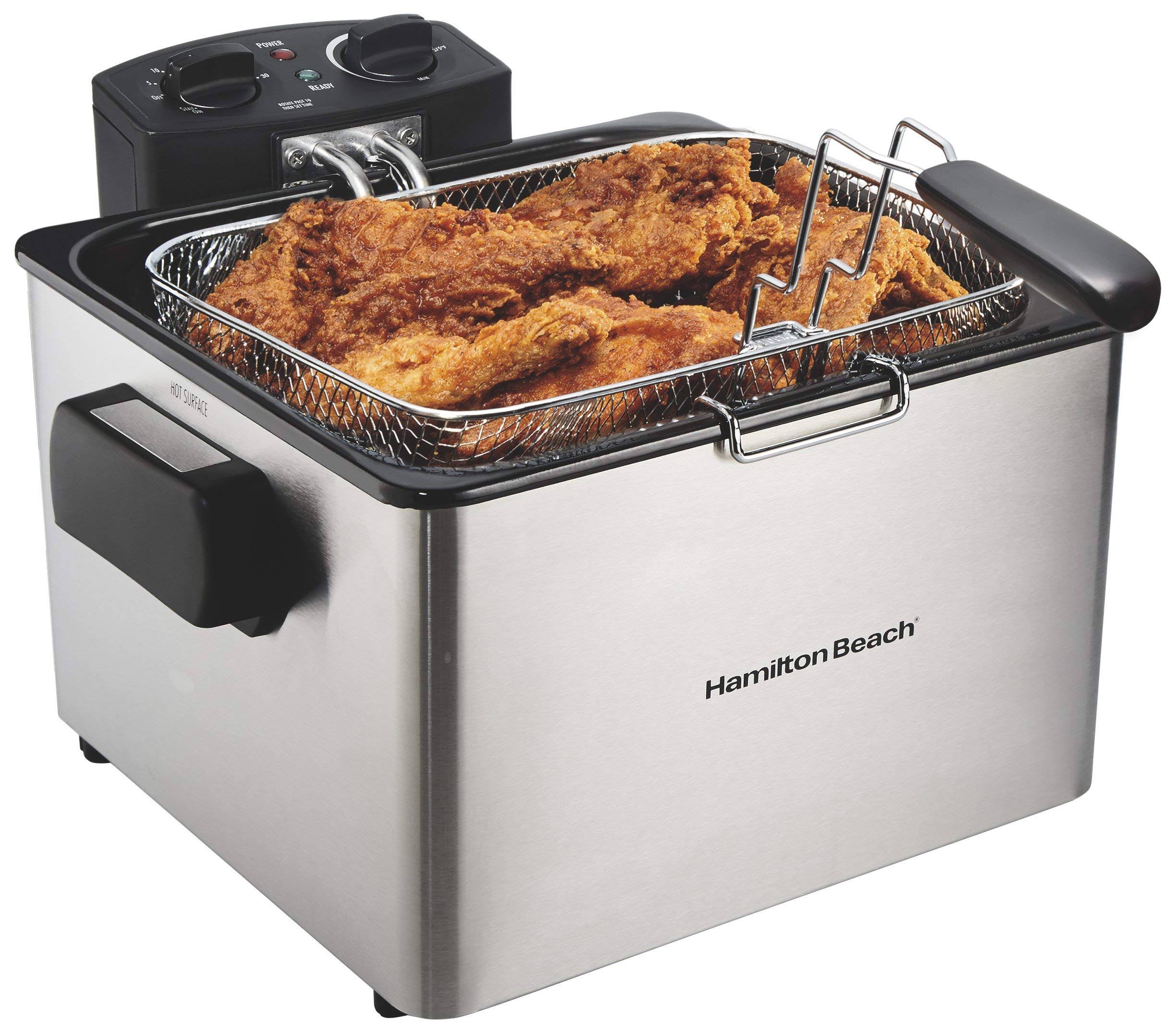 Hamilton Beach (35035) Deep Fryer, with Basket, 4.5 LITER Oil Capacity, Electric, Professional Grade (Renewed)
