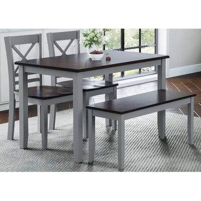 Jagger 4 - Piece Acacia Solid Wood Dining Set Breakwater Bay Color: Gray