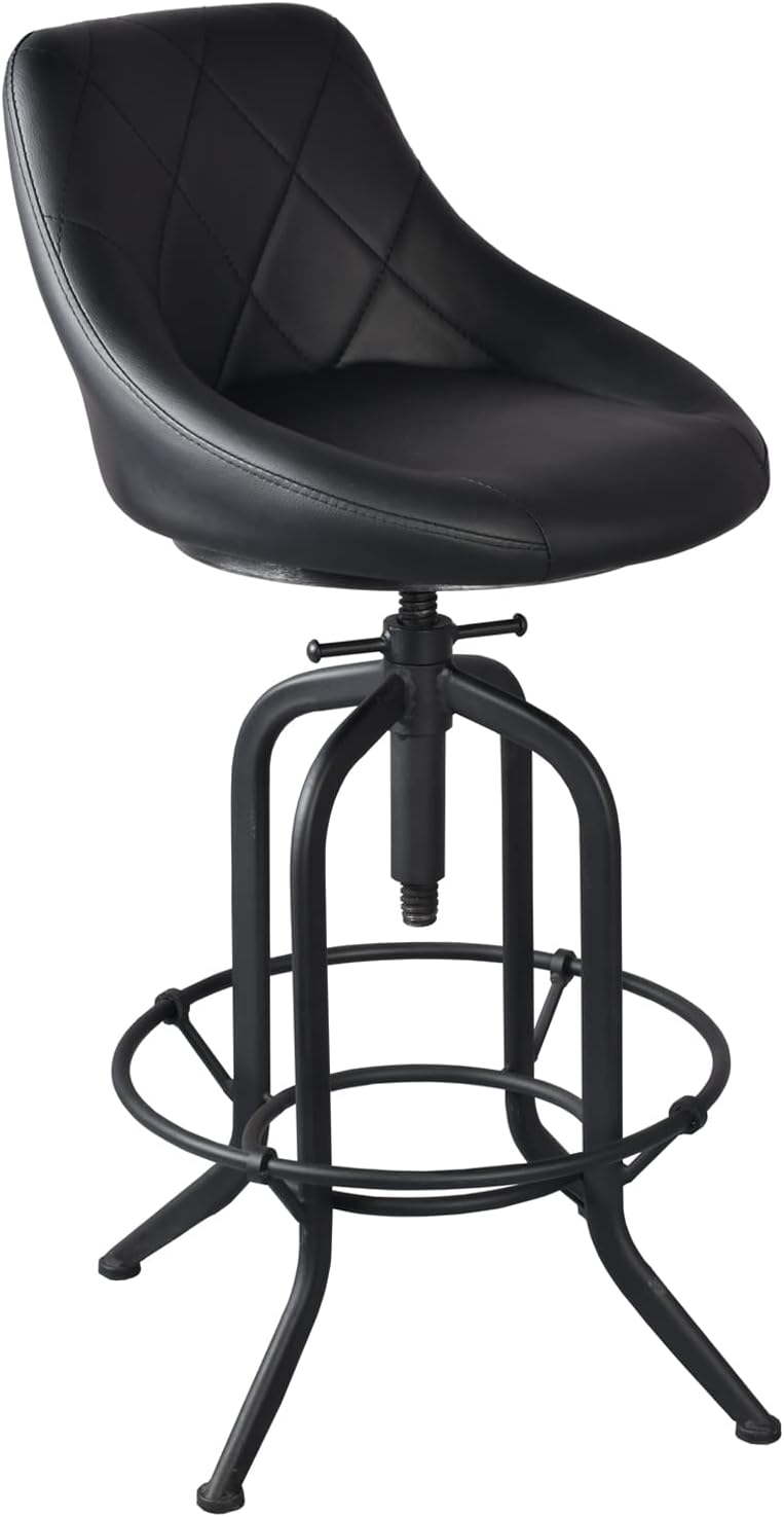 GWAREZ Bar Stool Counter Height Adjustable Swivel Bar Chair with Back ,Modern Pu Leather Kitchen Counter Stool Dining Chair,Fully Welded,22.8