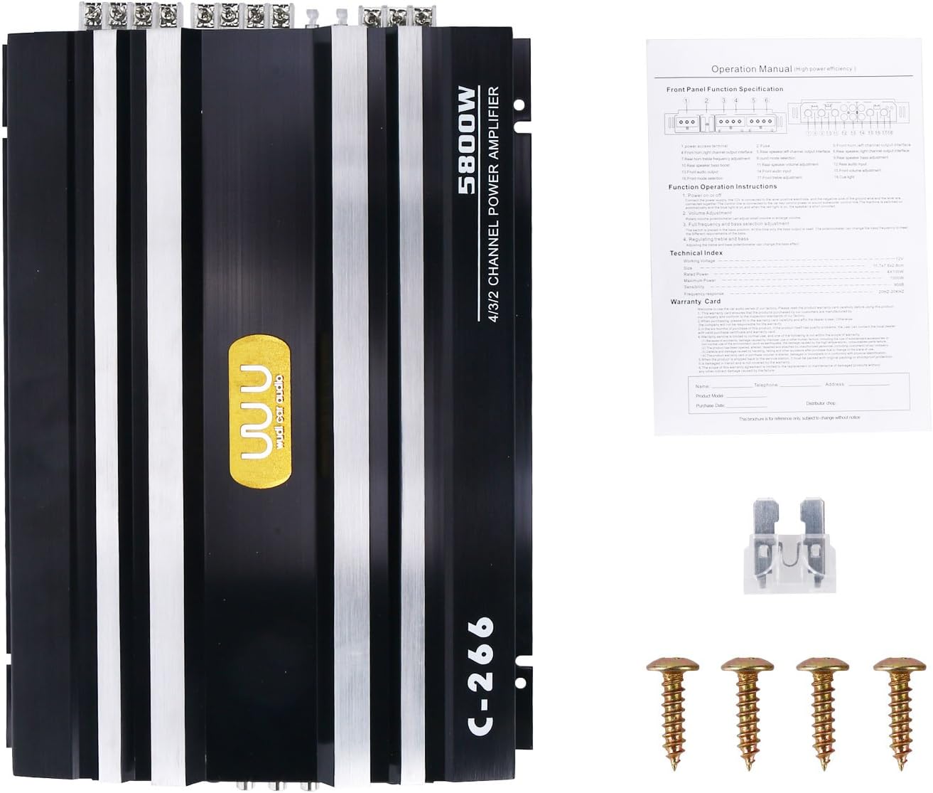 YaeCCC C-266 Car 4 Channel Power Amplifier Stereo Audio Super Bass Sub Woofer Amp 12V Pack of 2