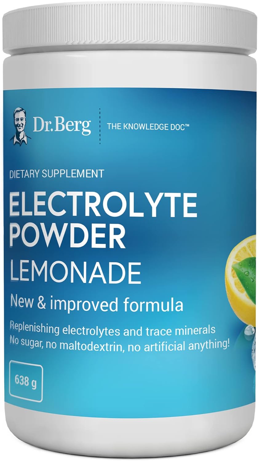 Dr. Berg's Electrolyte Powder Lemonade - Hydration Drink Mix Supplement Helps Replenish and Rejuvenate Your Cells Keto-Friendly - NO Maltodextrin or Sugar - No Ingredients from China - 100 Servings Pack of 2