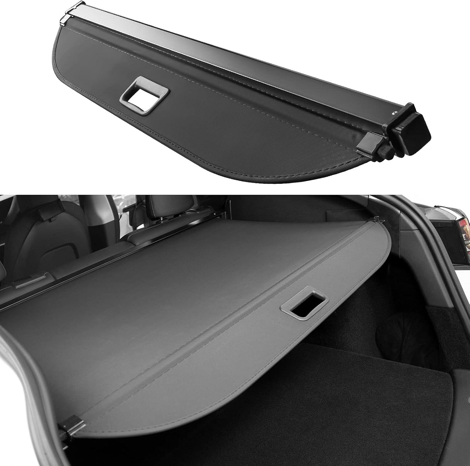 Basenor Tesla Model Y Retractable Cargo Cover Rear Trunk Shield Privacy Cover 2021 2020 (No Drilling Required)