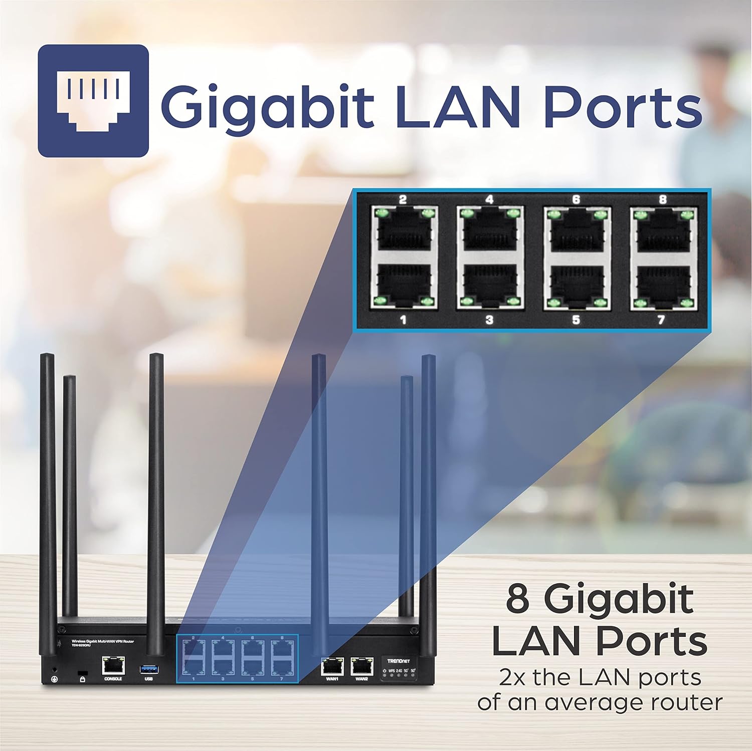 TRENDnet AC3000 Tri-Band Wireless Gigabit Dual-WAN VPN SMB Router, MU-MIMO, Wave 2,Internet Router, Whole Office-Home Wifi, Pr-Encrypted Wireless, QoS,Inter-VLAN Routing, Black, TEW-829DRU