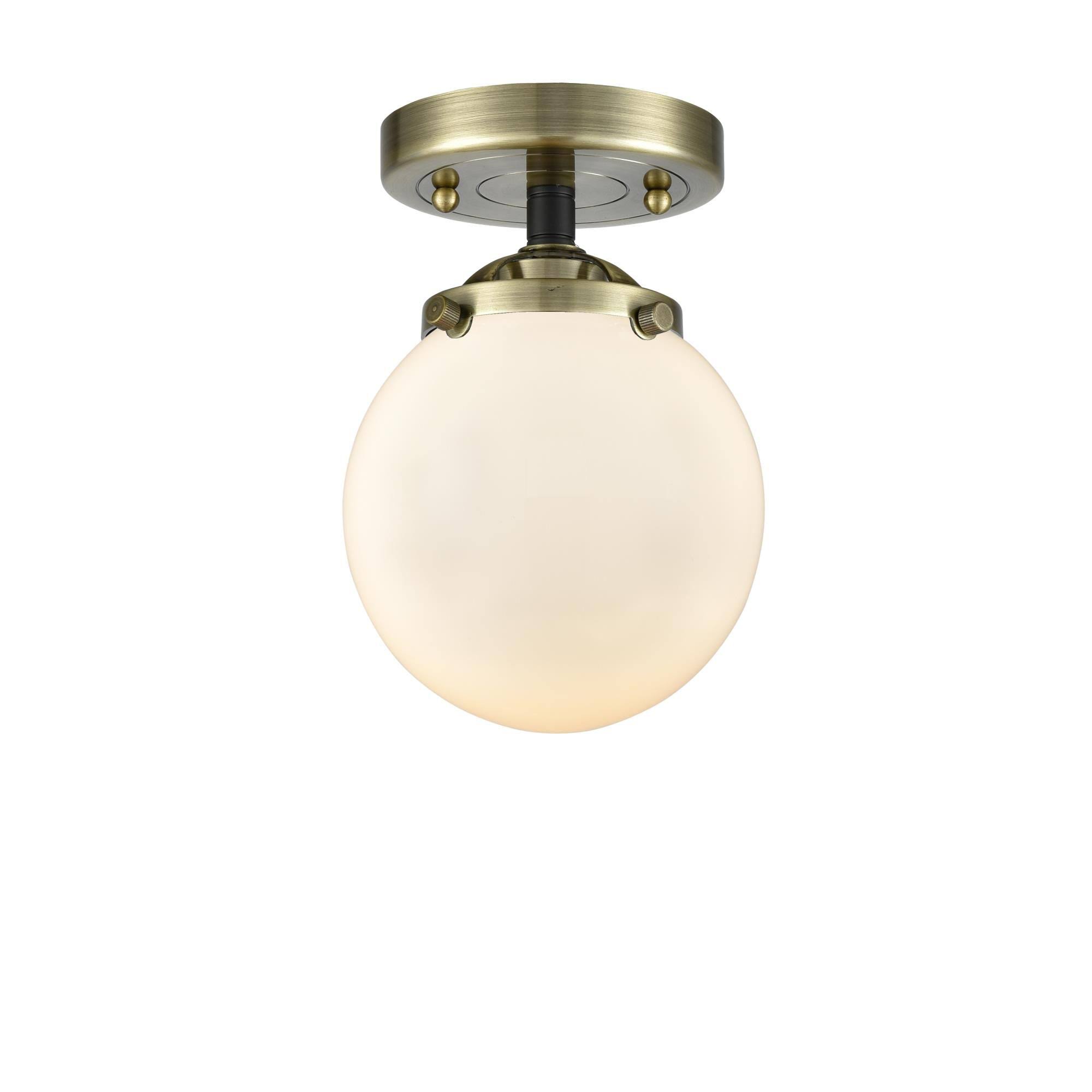 Innovations 284-1C-BAB-G201-6-LED Nouveau Beacon 1 Light Semi-Flush Mount in Black / Antique Brass