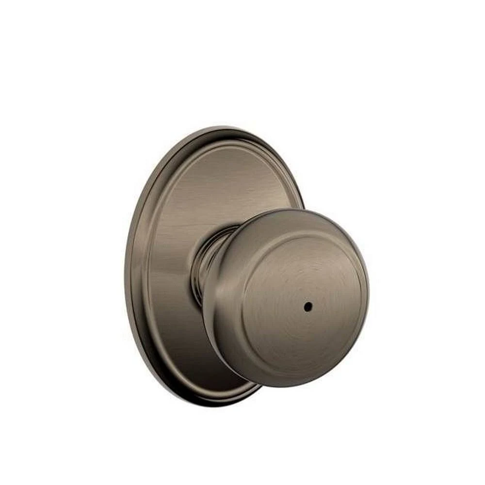Schlage F40AND620WKF Wakefield Collection Andover Privacy Knob, Antique Pewter