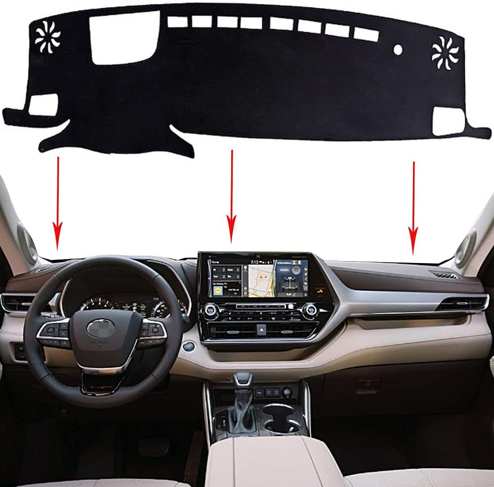 XHQ Dashboard Cover Mat Carpet Car Dash Board Interior Accessories for Toyota Highlander 4th Generation 2021 2022 Reduces Glare Eliminates Cracking Protect The Interior(HUD)