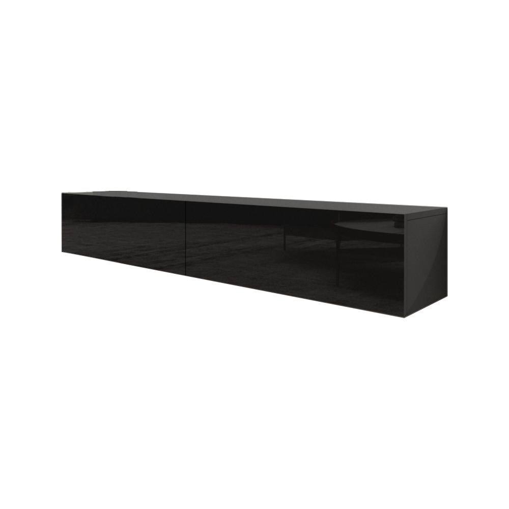 Berno Modern High Gloss Wall Mounted Floating 71x22 TV Stand - Black