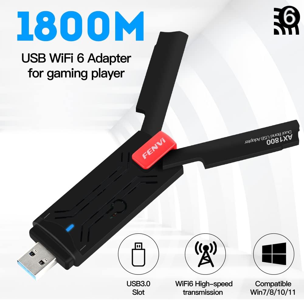 fenvi WiFi 6 AX1800 USB3.0 WiFi Adapter Dual Band 802.11ax Wireless Gigabit AX1800Mbps WiFi 6 USB Network Card 5Ghz 1201Mbps 2.4Ghz 574Mbps MU-MIMO for Desktop Laptop pc Windows 7/10/11 Pack of 2