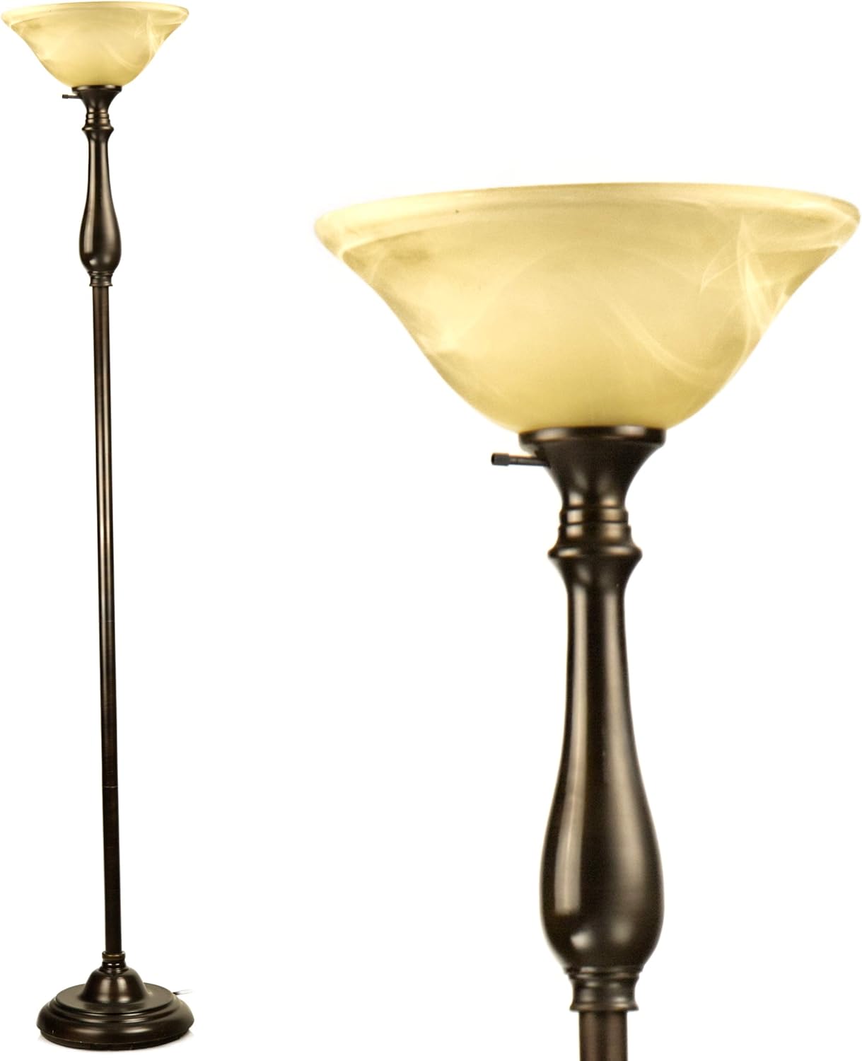 LIGHTACCENTS Royal Floor lamp with Victorian Bronze Finish and Amber Alabaster Glass Shade - Standing lamp - Floor Lamps for Living Room Model 16176-29 - ( Bronze)