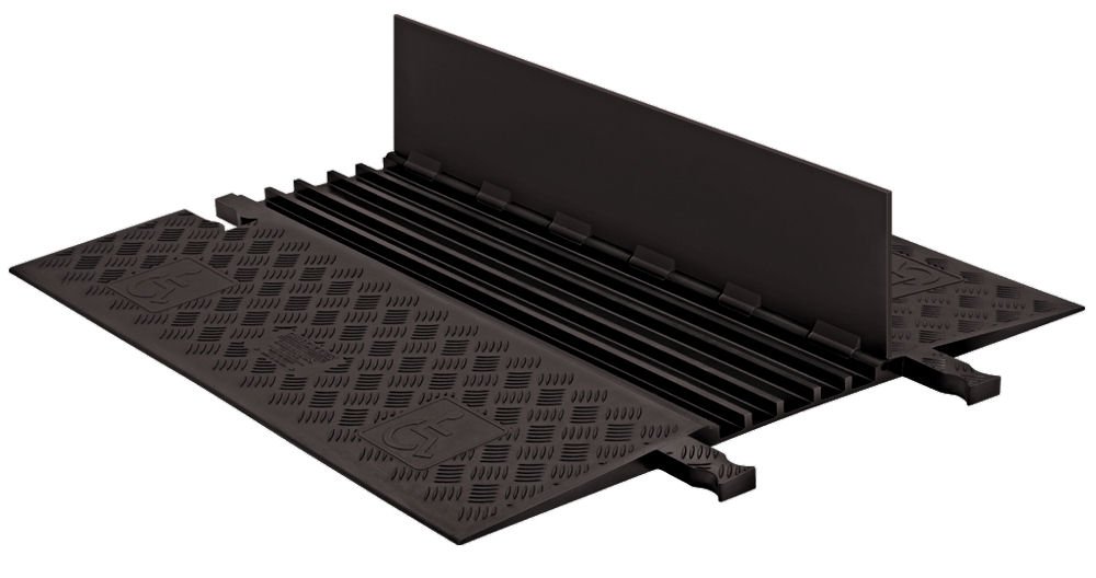 Guard Dog GD5X75-B/B Polyurethane Heavy Duty 5 Channel Low Profile Cable Protector with ADA Compliant Ramp, Black Lid with Black Ramp, 36