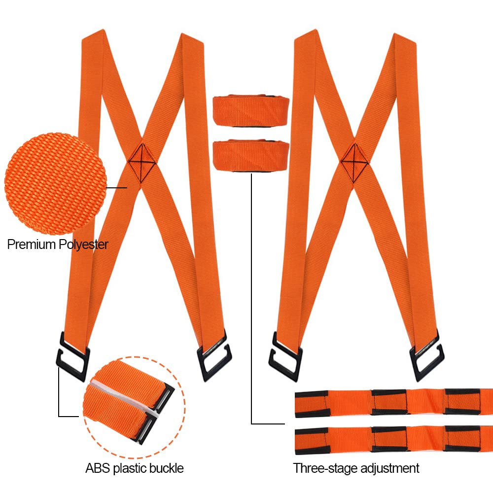 Moving Straps,2-Person Lifting and Moving System,Heavy Object Handling,Adjustable Shoulder Lifting Carrying Straps for Appliances, Furniture, Mattresses,Boxes(Orange) Pack of 2