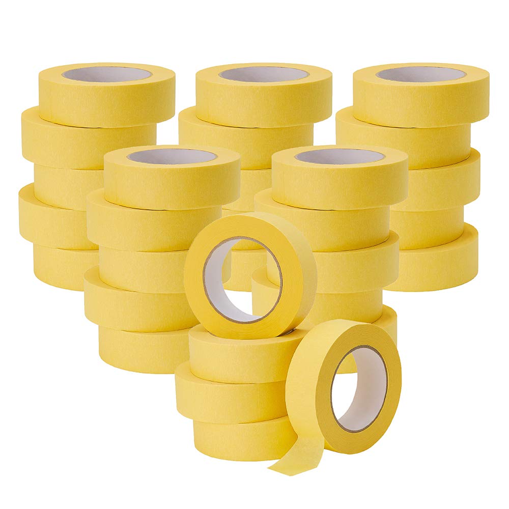 LICHAMP 30-Pack Automotive Refinish Masking Tape Yellow 36mm x 55m, Cars Vehicles Auto Body Paint Tape, Automotive Painters Tape Bulk Set 1.4-inch x 180-foot x 30 Rolls (1800 Total Yards)