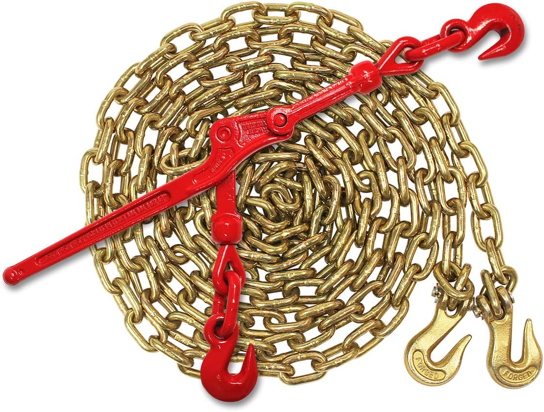 DC Cargo Mall 1/2” Grade 70 Chain and Lever Load Binder Kit | Includes (2) Lever Binders and (2) Transport Chains |11,300 lbs. Safe Working Load Pack of 2