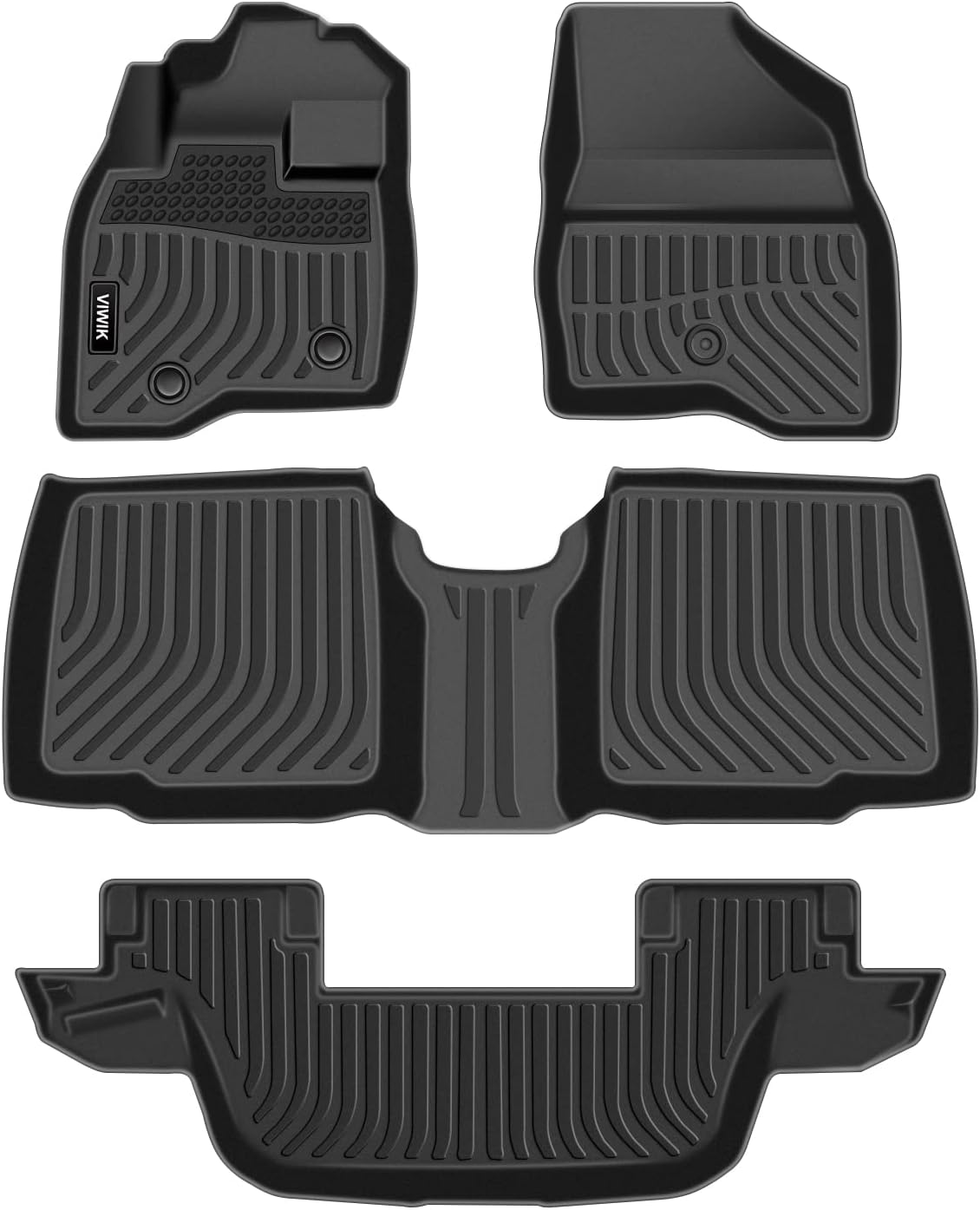 VIWIK Floor Mats for 2015 2016 2017 2018 2019 Explorer 7 Seat (2nd Row Bench Seats), Car Mats All Weather Custom Floor Liners 1st 2nd 3rd Row Front & Rear, Automotive Floor Mats TPE Black