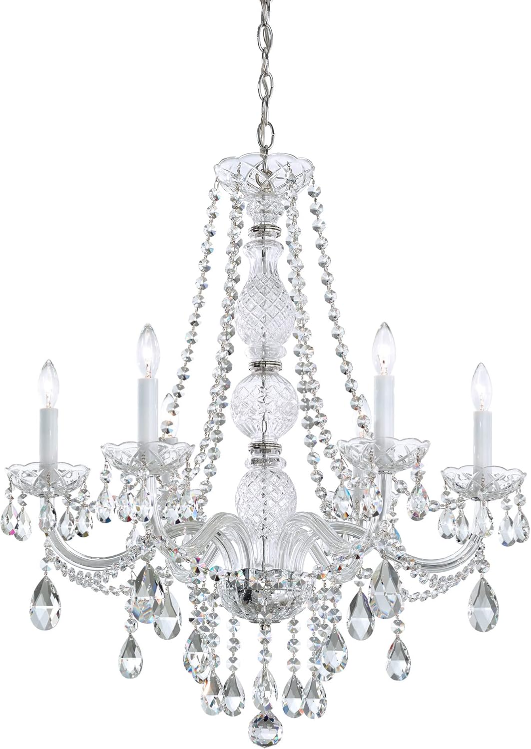 Arlington 25 Light 44.5in x 62in Chandelier in Silver with Clear Heritage Machine Cut Crystal