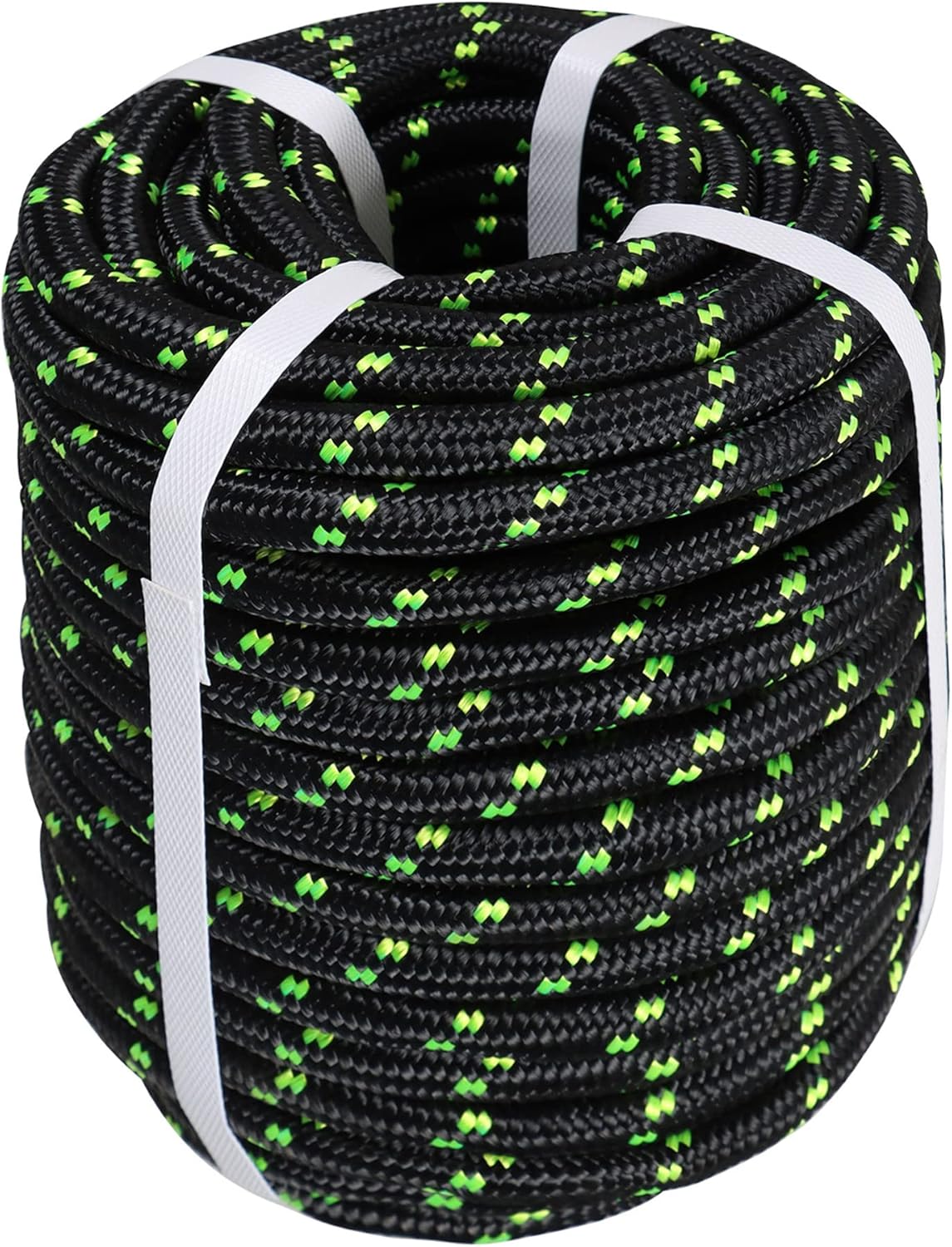 HOSTIC Double Braid Polyester Rope Nylon Pulling Rope Arborist Rigging Multipurpose Bull Rigging 1/2 Inch x 150 Feet Black Pack of 2