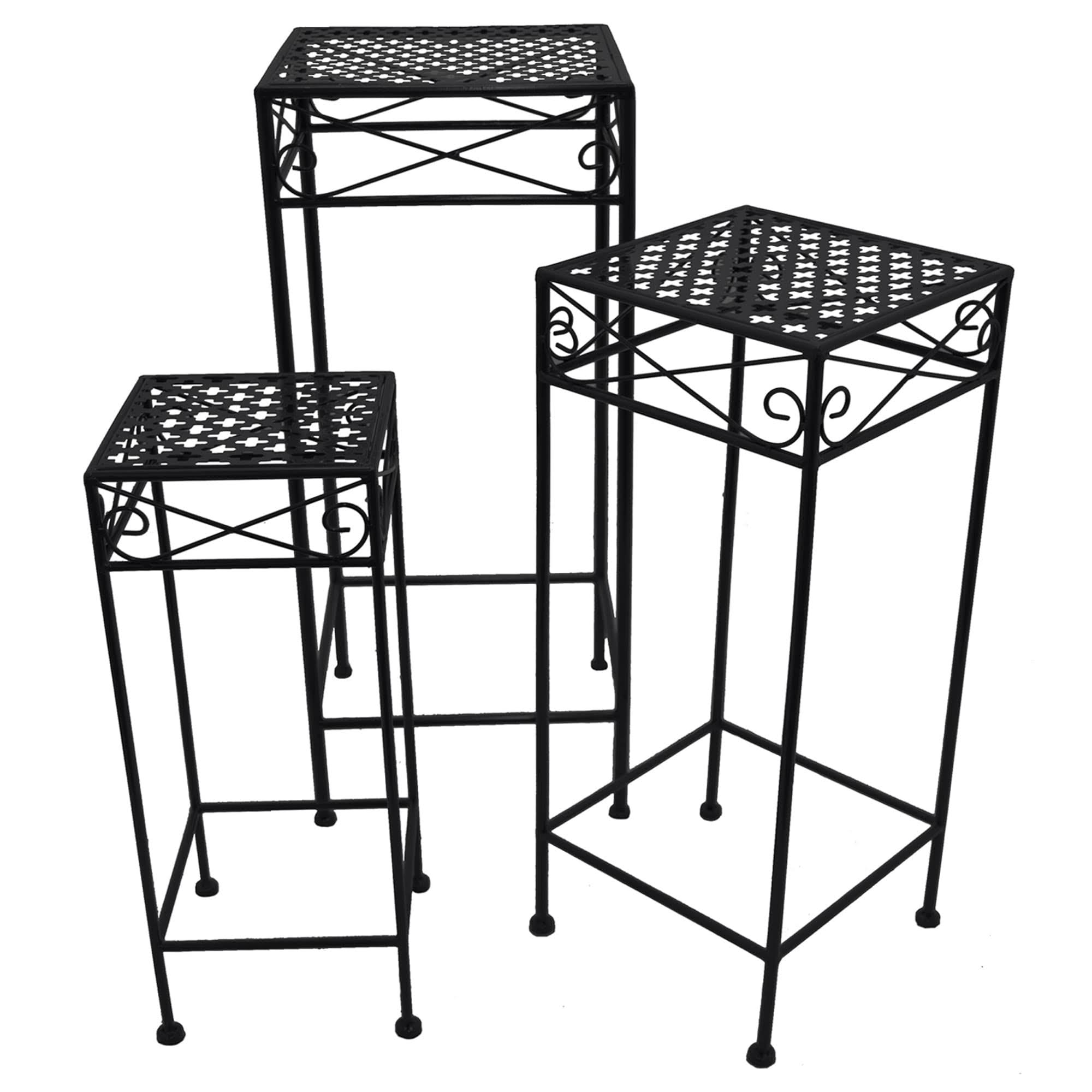 Plutus Brands PBTH93600 Metal Plant Stand Black - Set of 3
