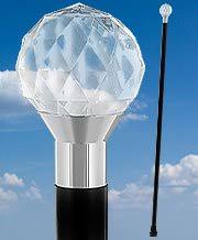 Clear Lucite Crystal Ball Walking Cane w/ Black Beechwood Shaft, 18mm, Black/Clear by Royal Canes