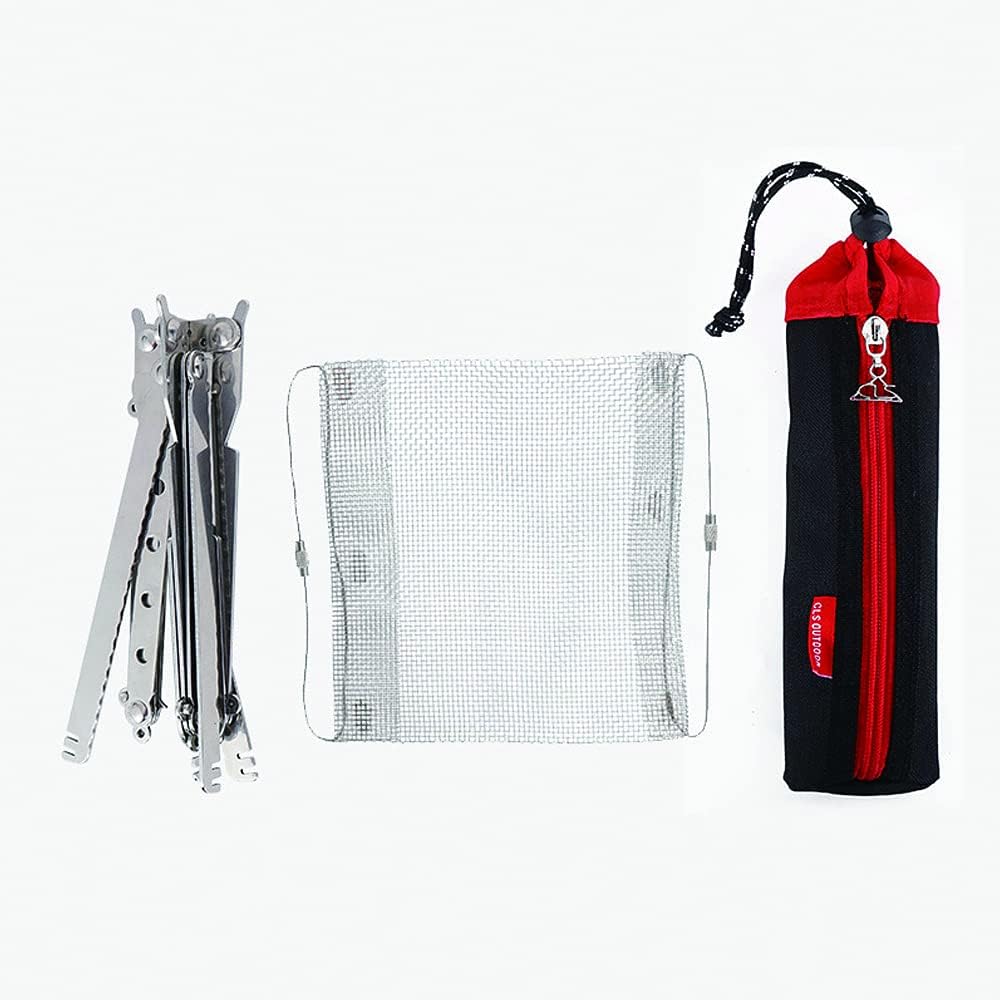 UASIO Outdoor campfire grill Stainless Steel Portable Mini camping Grill - foldable, with backpack, suitable for backpack hiking (Large)