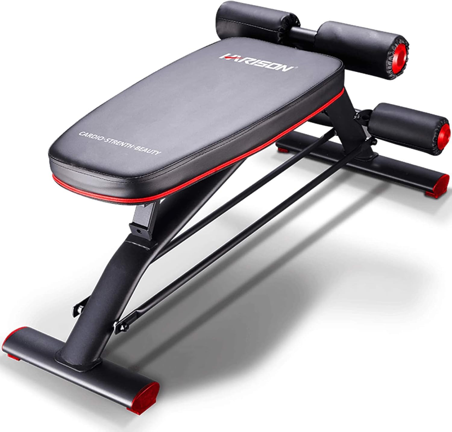 HARISON Compact Weight Bench with Dumbbel Rack Adjustable Flat Decline Workout Bench for Woman and Man