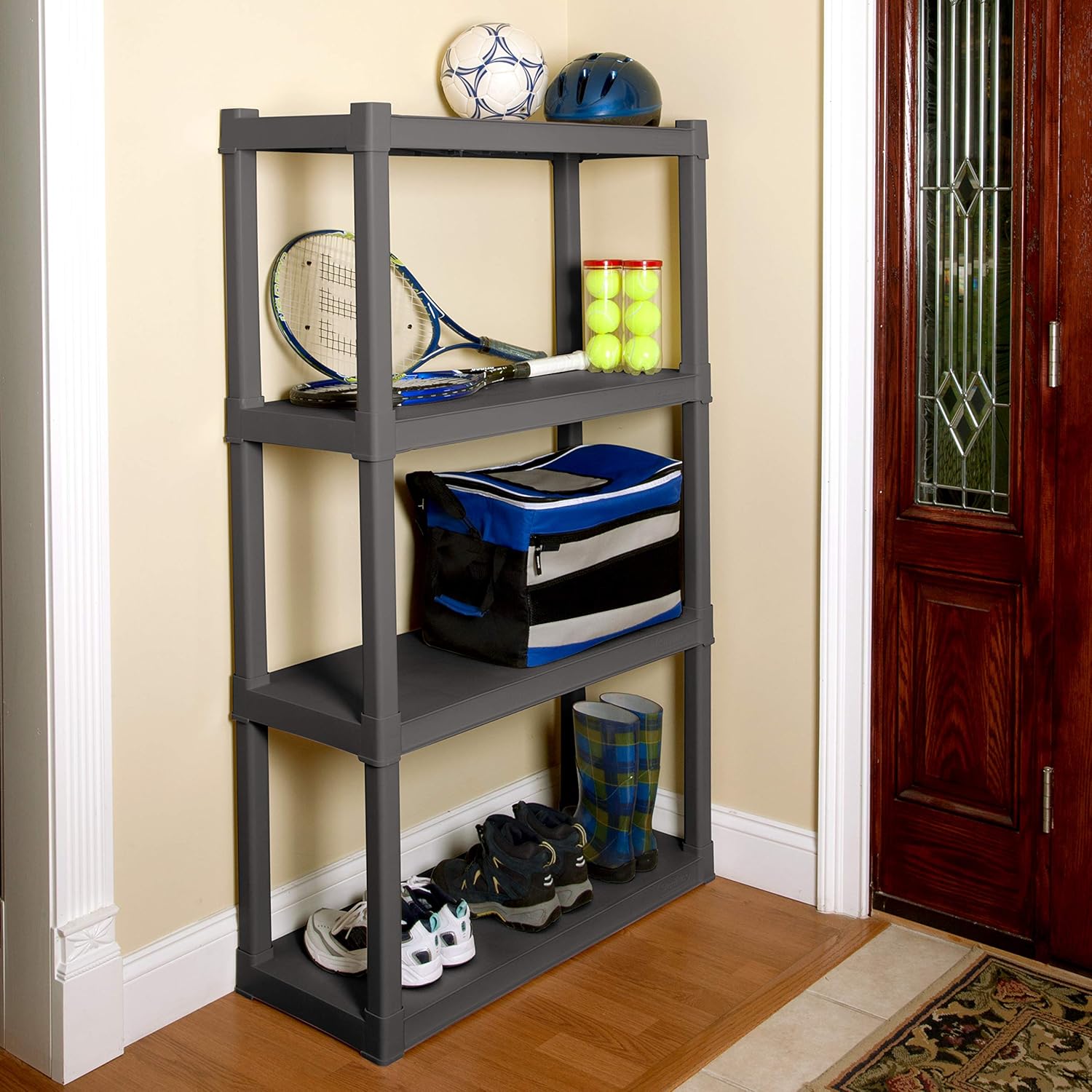 Sterilite 01643V01 4 Shelf Unit, Flat Gray Shelves & Legs, 1-Pack Pack of 2