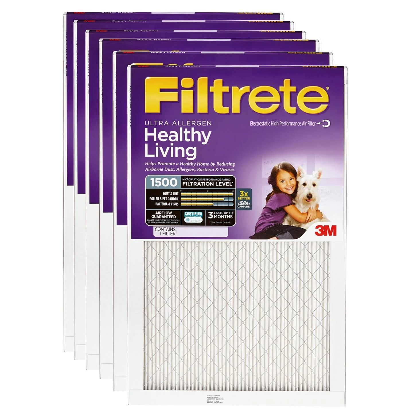 3M 1500 Ultra Allergen Filter - 14x20x1 (6-Pack)