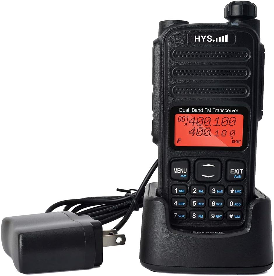 HYS TC-UV52 Hand held Portable Dual Band UHF VHF 2Meter 70CM 2-Way Radio Dual PTT Key Dual Reception 2800mAh Battery 1022 Channel DCS CTCSS with Screen Walkie-Talkie Pack of 2