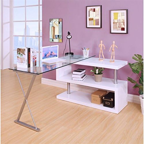 BOWERY HILL Home Office Desk in Clear Glass and Black