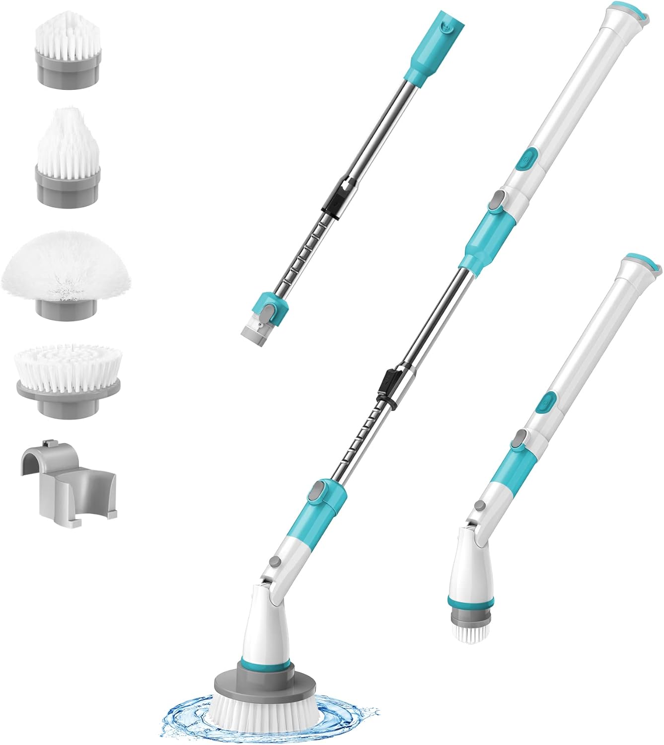 kHelfer Electric Spin Scrubber, Cordless Grout Shower Power Bathroom Scrubber with 4 Replaceable Brush Heads and Extension Handle, Household Cleaning Brush for Tile, Floor, Bathtub, Kitchens, Cars