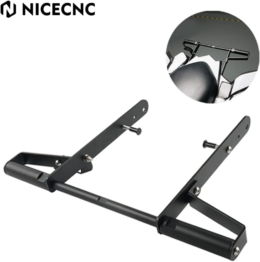 NICECNC Black Rear Wide Grab Bar Aluminum Stainless Steel Compatible with Yamaha Raptor 700 2006-2012 2013 2014 2015 2016 2017 2018 2019 2020 2021 2022