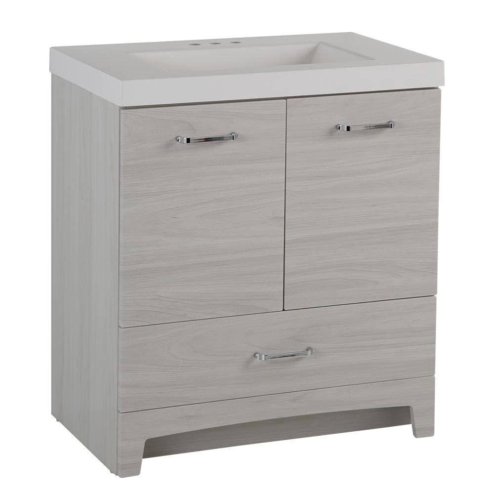 Glacier Bay Stancliff 30.50 in. W x 18.75 in. D Bath Vanity in Elm Sky with Cultured Marble Vanity Top in White with White Basin