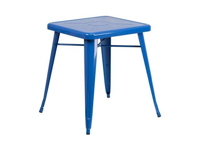 Flash Furniture Blue Metal Indoor-Outdoor Table Set with 2 Vertical Slat Back Chairs