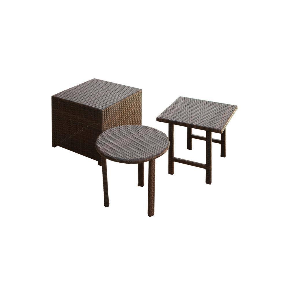 Christopher Multi-Brown Round and Square Wicker Outdoor Accent Table