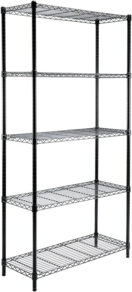 EFINE 5-Shelf Shelving Unit, Adjustable, Heavy Duty Carbon Steel Wire Shelves, 350lbs Loading Capacity Per Shelf, Shelving Units and Storage for Kitchen and Garage (36W x 14D x 72H)