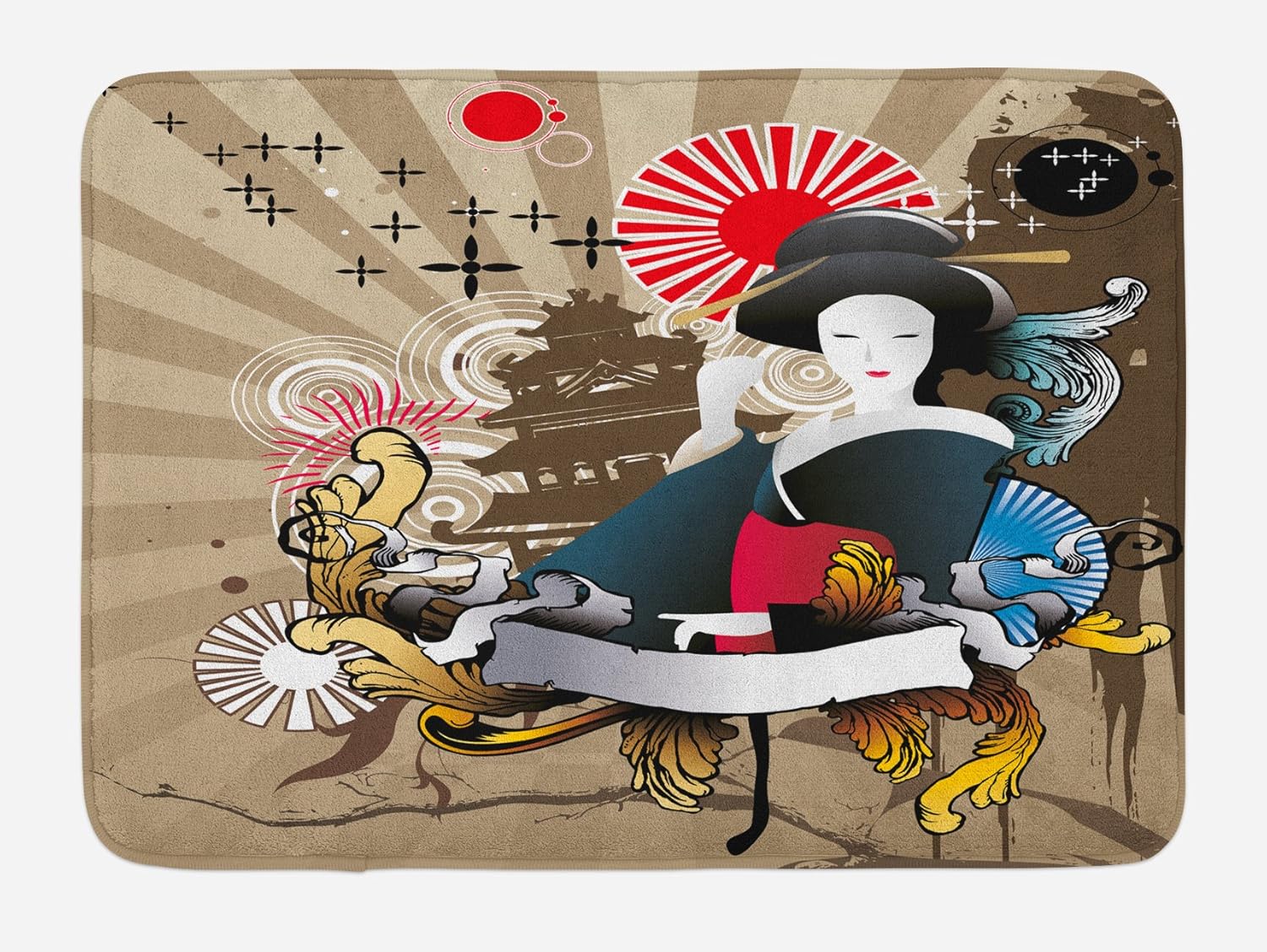 Lunarable Egyptian Print Bath Mat, Egypt Hieroglyphics Old Logographic Details Alphabetic Elements, Plush Bathroom Decor Mat with Non Slip Backing, 29.5